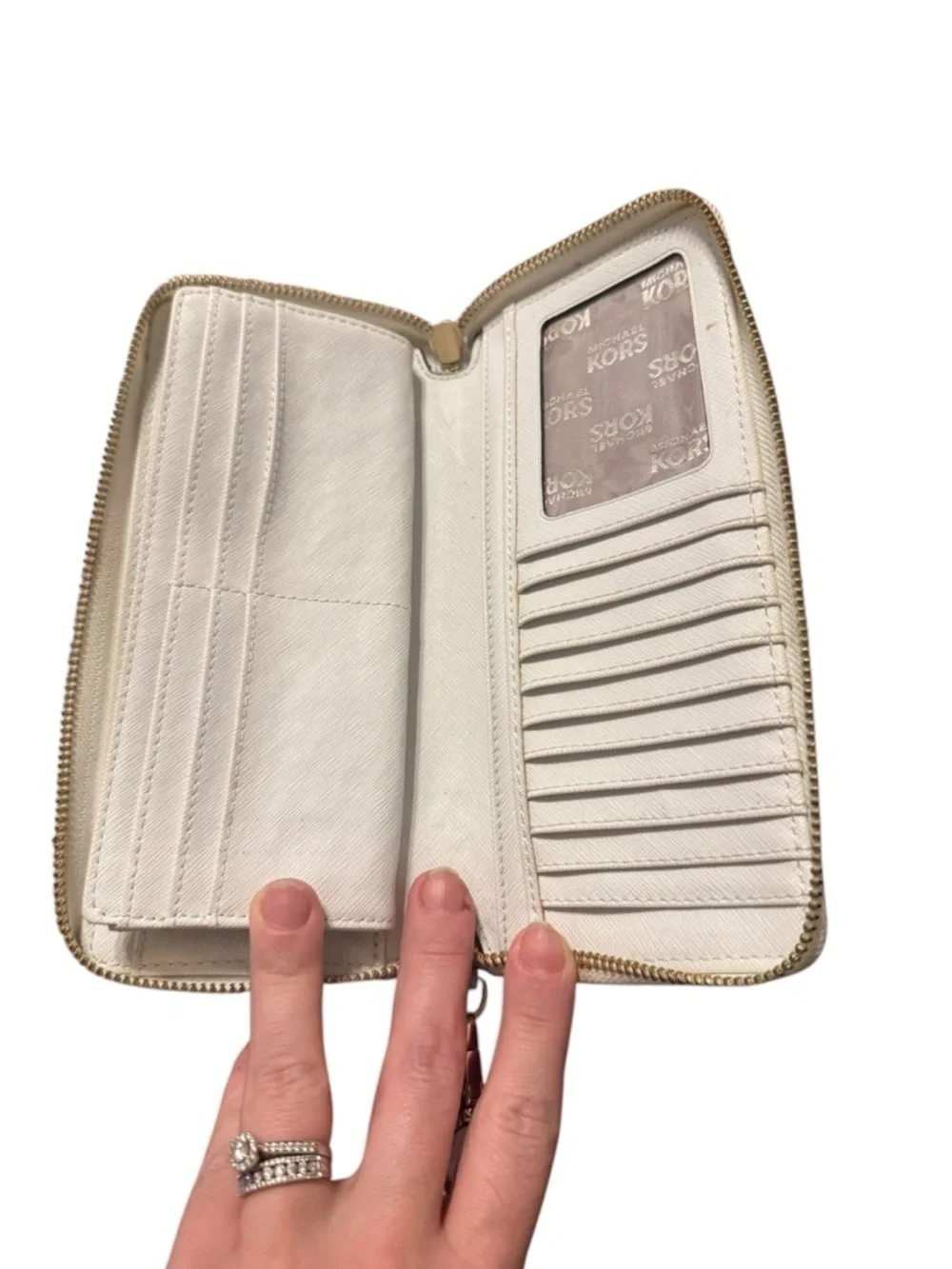 Michael Kors white Leather Wristlet Wallet